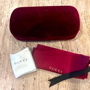 GUCCI Velvet Sunglass Eyeglass Hard Case Clamshell Burgandy